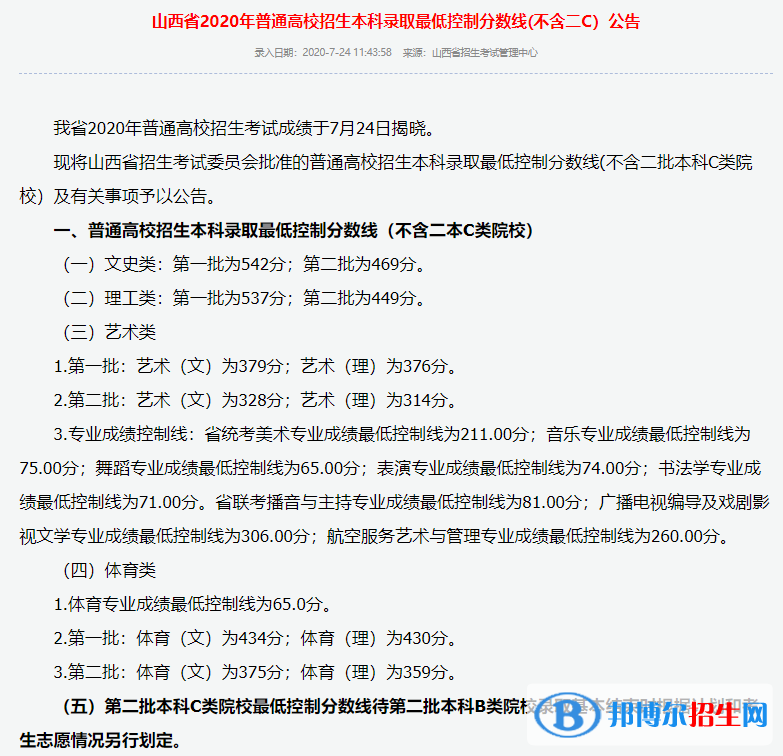山西高考本科分數(shù)線匯總（2019-2022年）