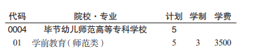 畢節(jié)幼兒師范高等?？茖W(xué)校分類考試招生2023年學(xué)費(fèi)一覽表